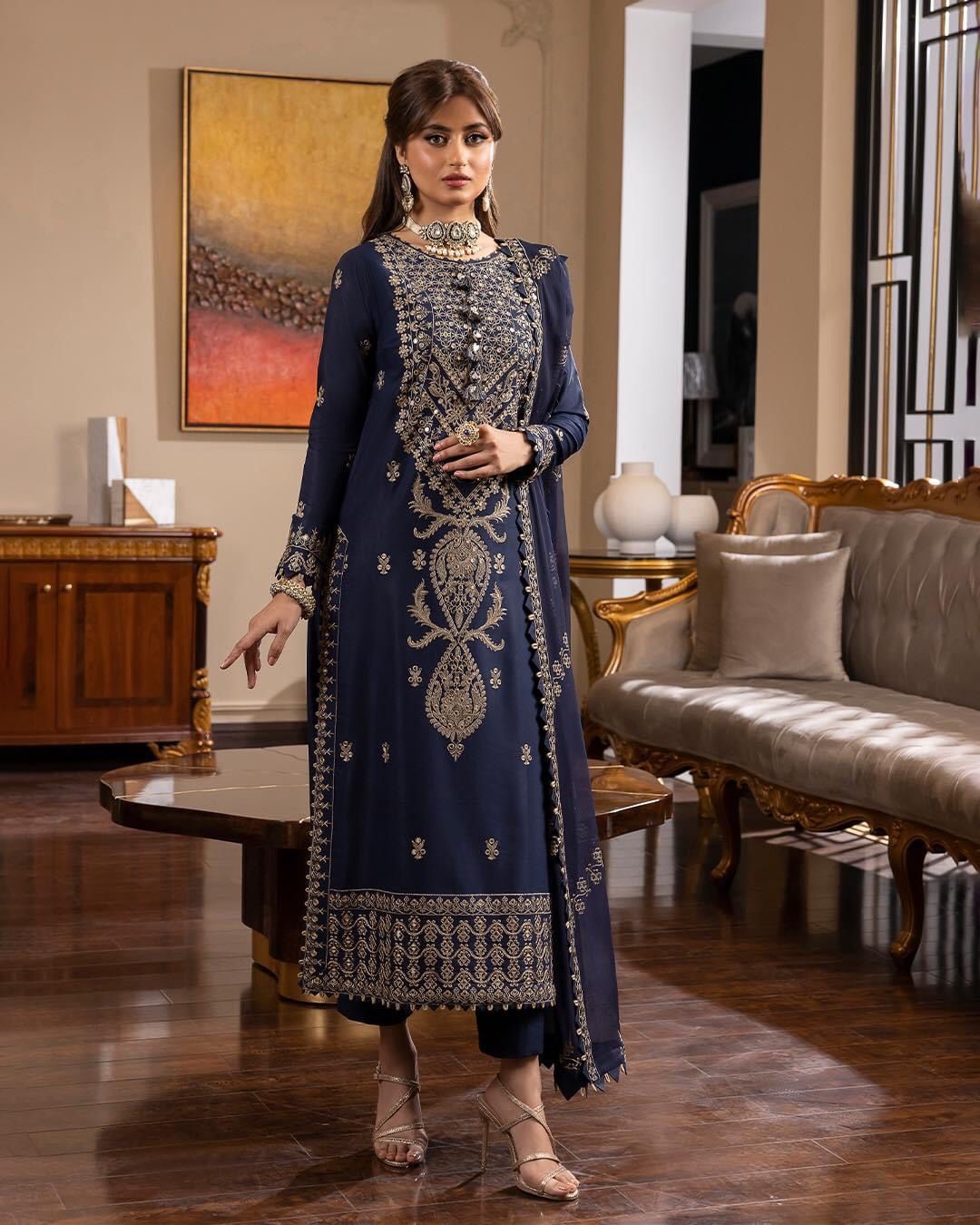 Rang-E-Noor By Asim Jofa Embroidered Lawn Silk Unstitched 3 Piece Suit - AJRN-16