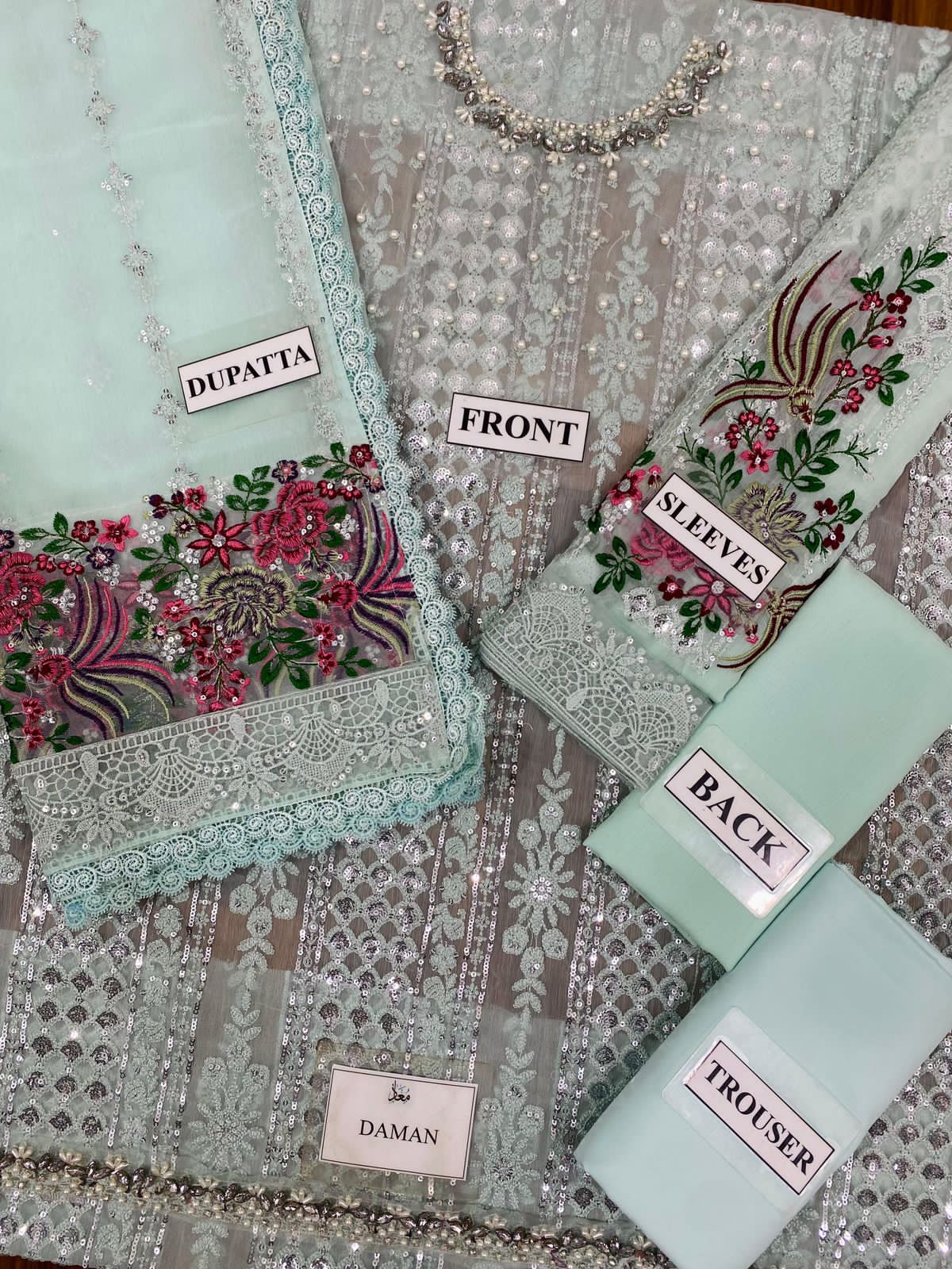 MARIA B EMBROIDERED CHIFFON PARTY WEAR| UNSTITCHED