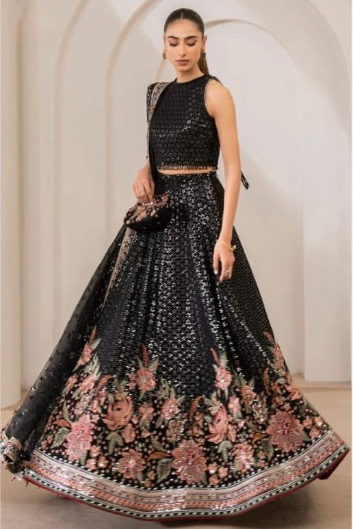 Jazmin Black Organza Lehenga Bridal Collection