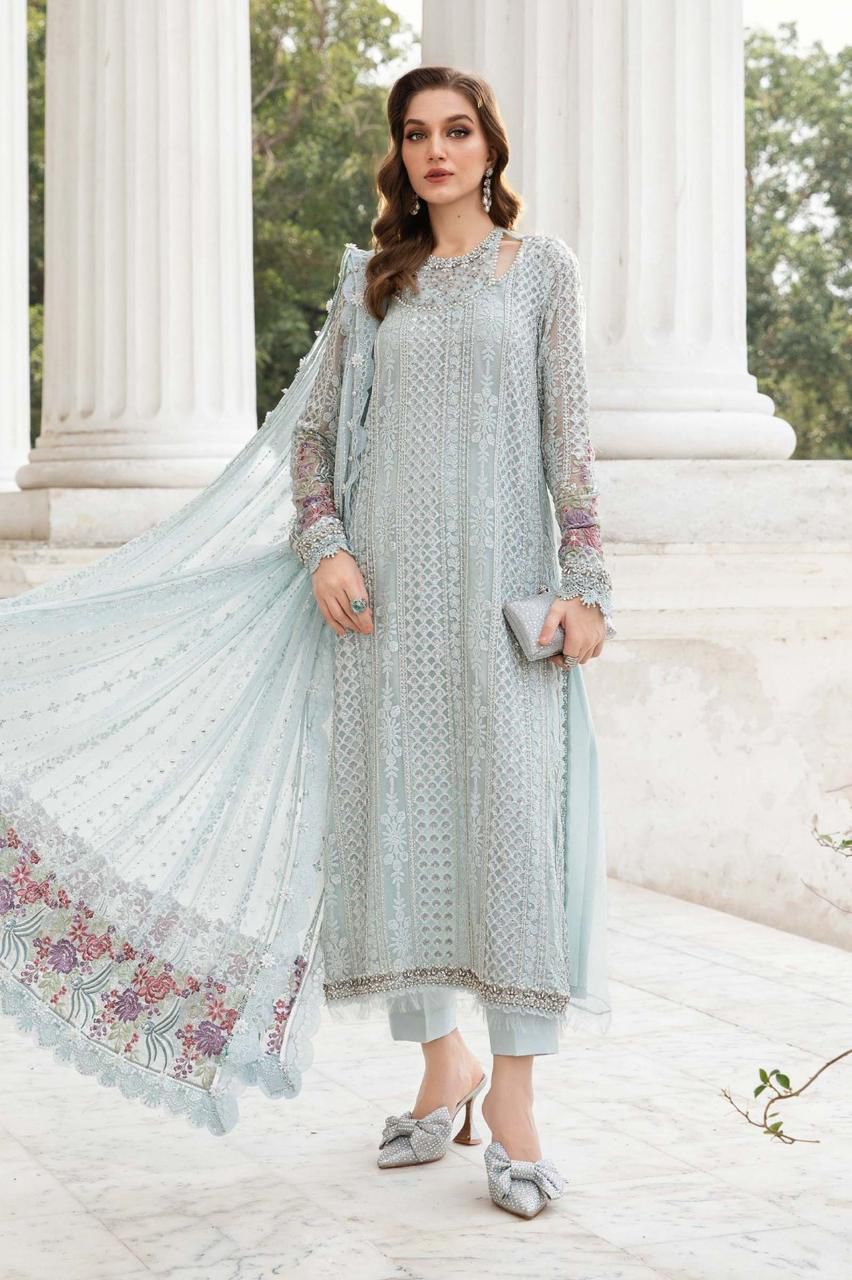 MARIA B EMBROIDERED CHIFFON PARTY WEAR| UNSTITCHED