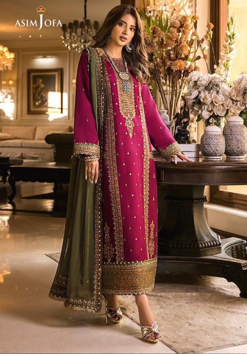 ASIM JOFA EMBROIDERED SILK 3 PCS