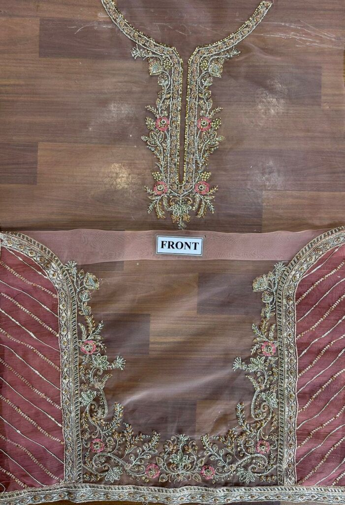 Sara Rohail Asghar Organza Embroidered Hand Emblishment Collection SRA PEACH NOUVEAU