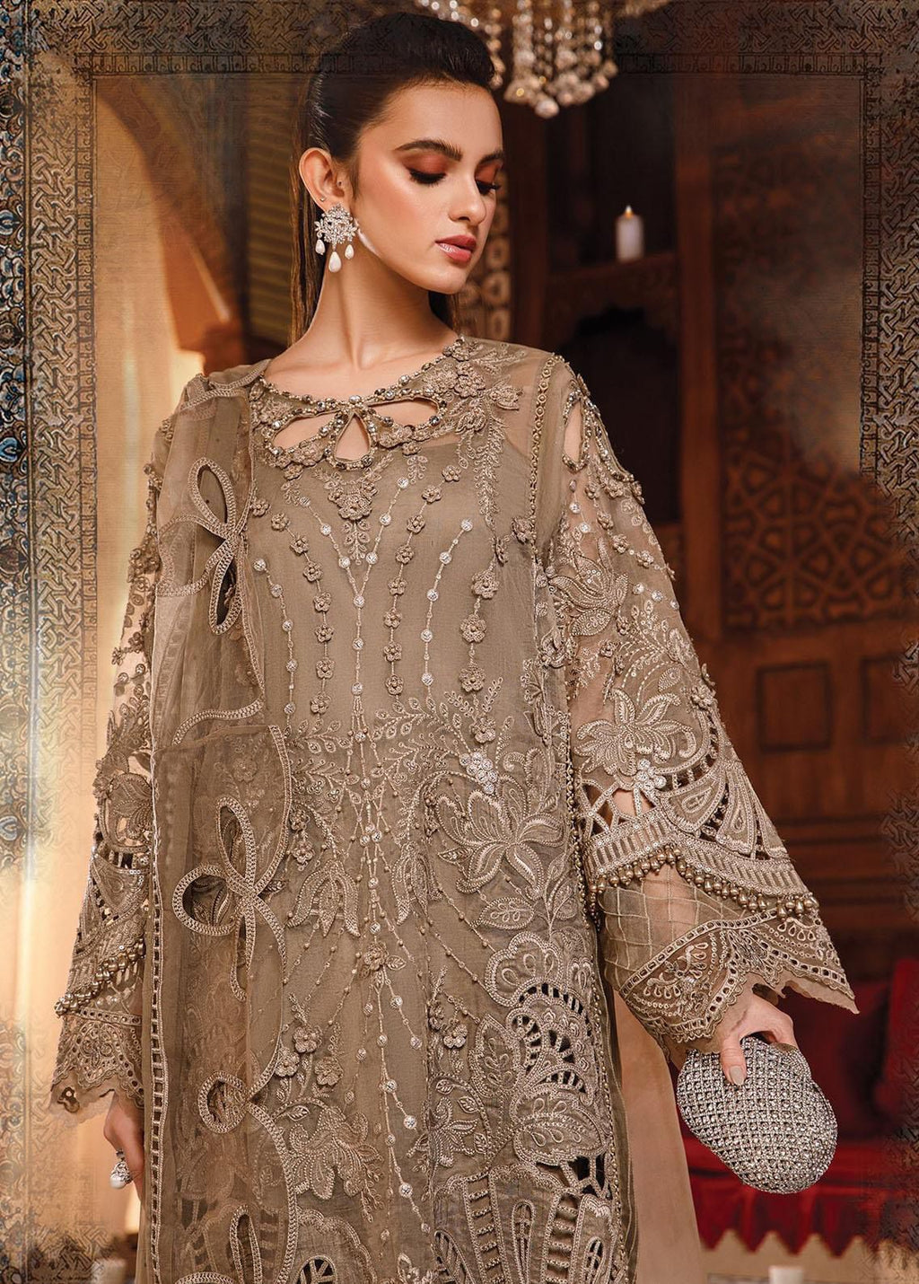 Maria B Unstitched MBROIDERED - Coffee (BD-2501)