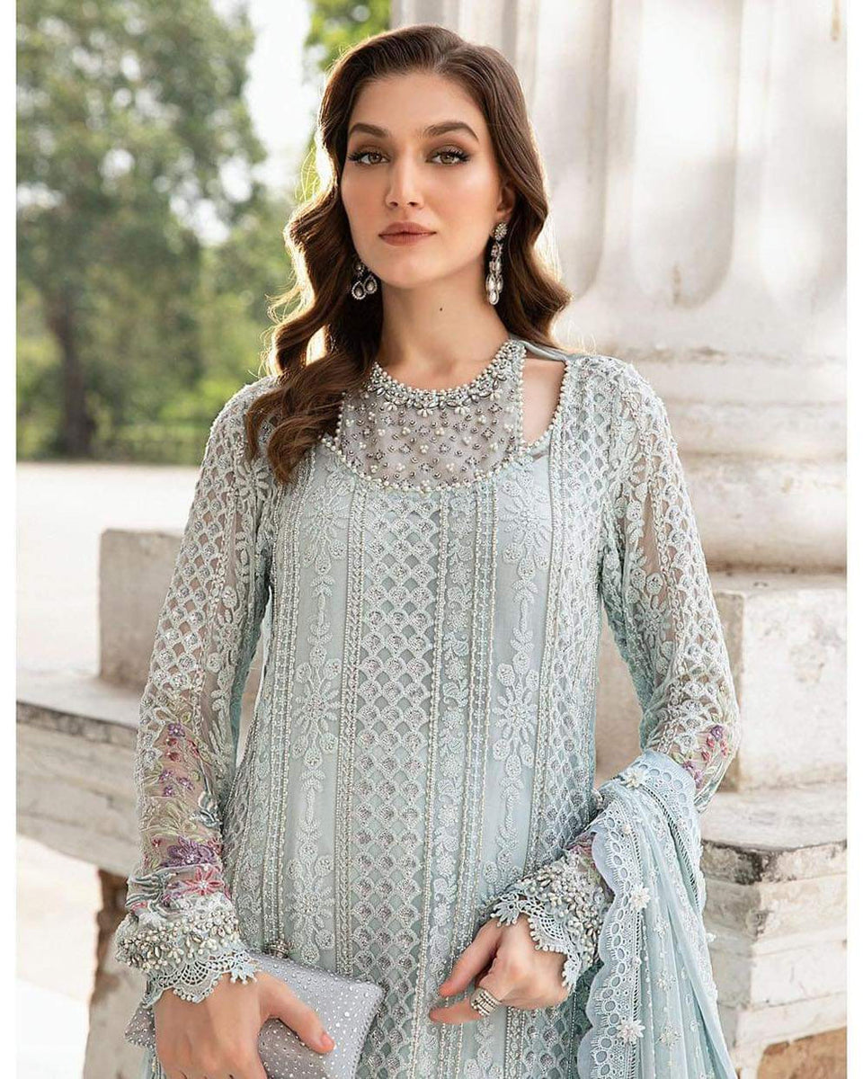 MARIA B EMBROIDERED CHIFFON PARTY WEAR| UNSTITCHED