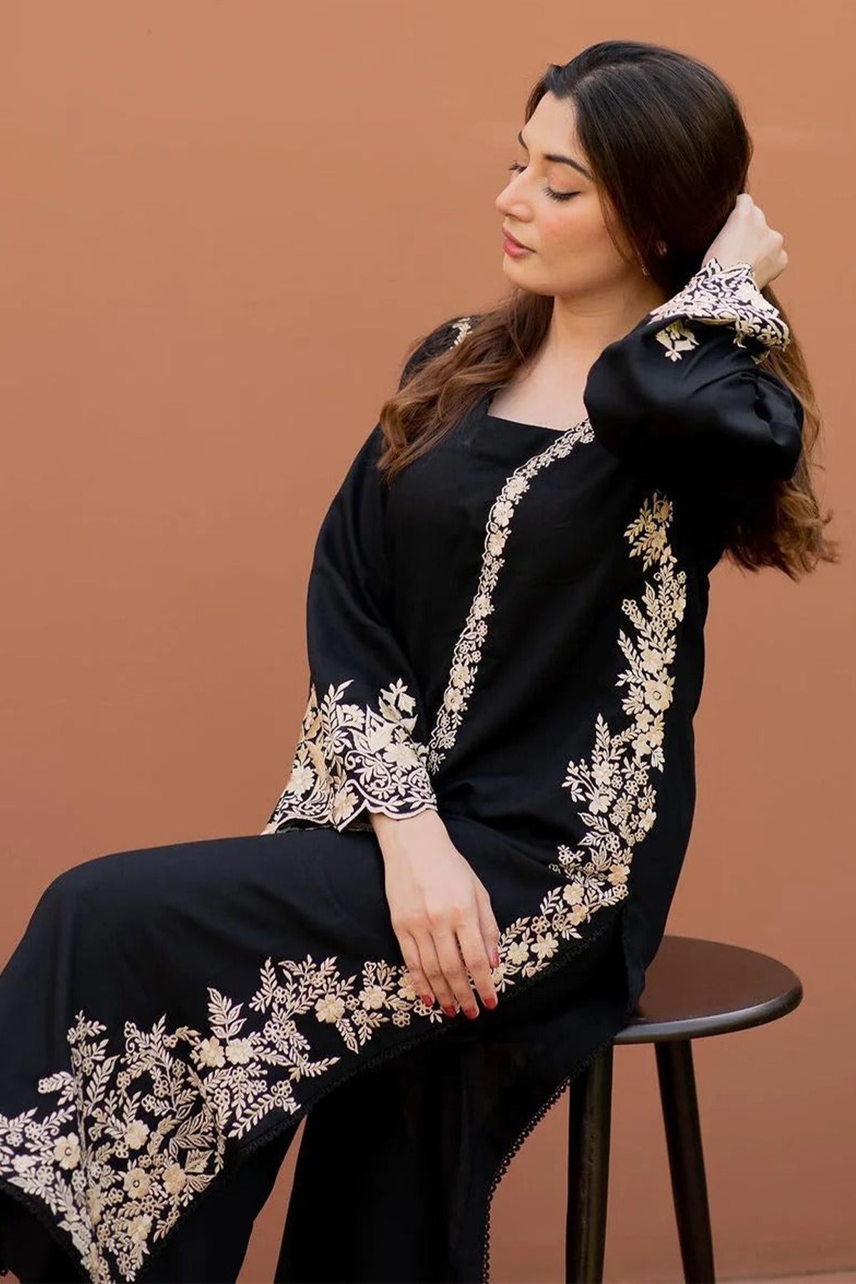 MARIA B - 2PC DHANAK EMBROIDERED SHIRT AND TROUSER