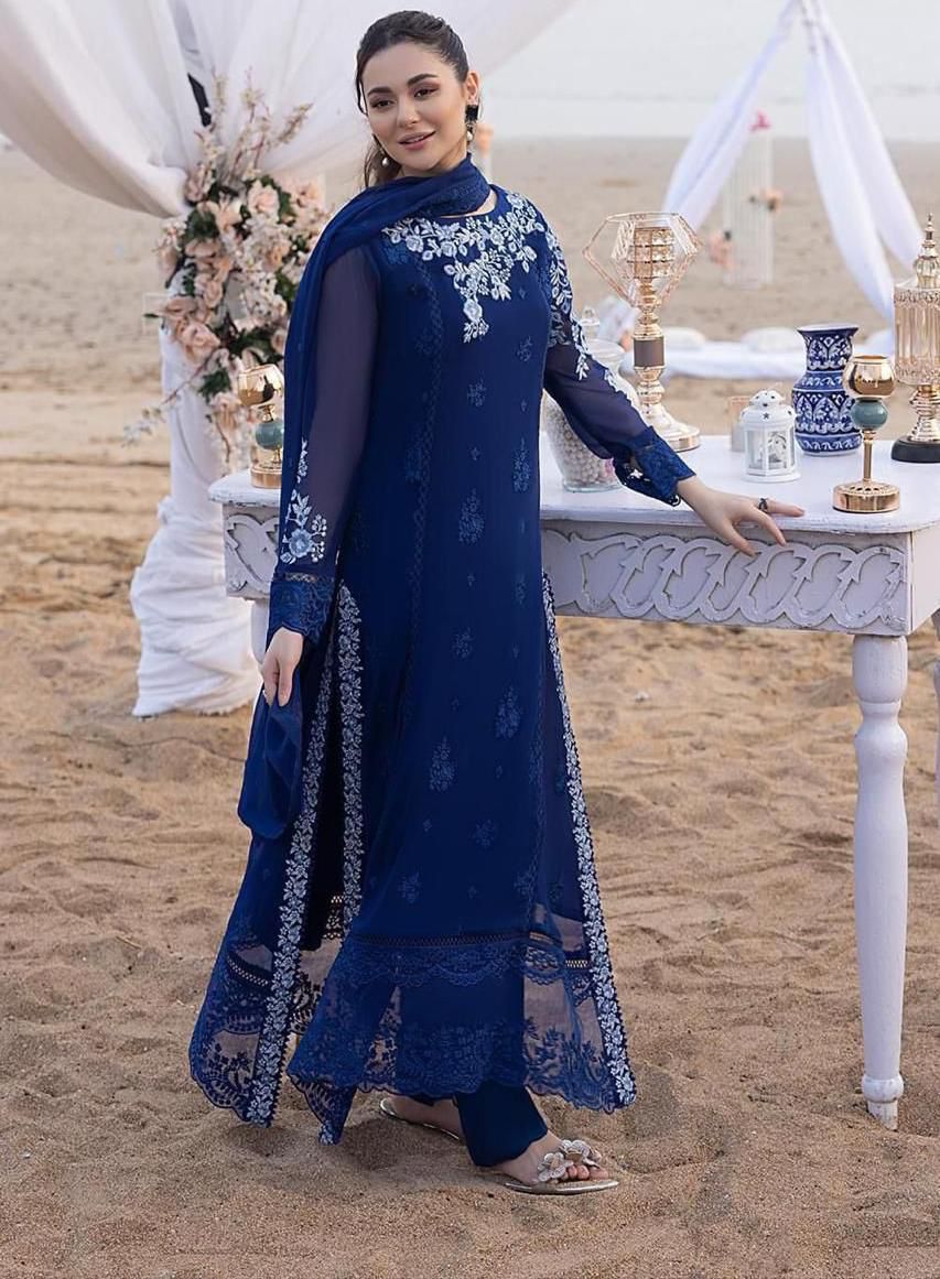 Chiffon Heavy Embroidered Unstitched 3 Piece Suit - Party Wear