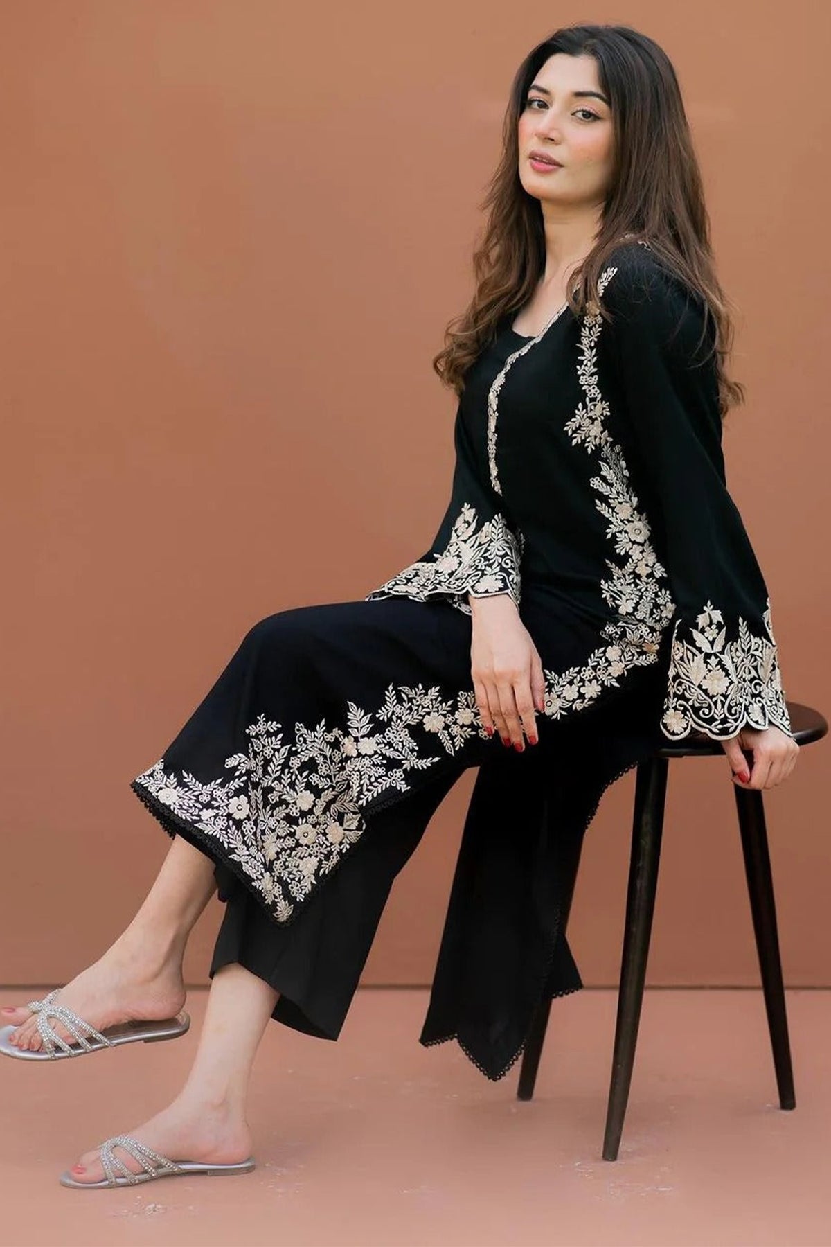 MARIA B - 2PC DHANAK EMBROIDERED SHIRT AND TROUSER