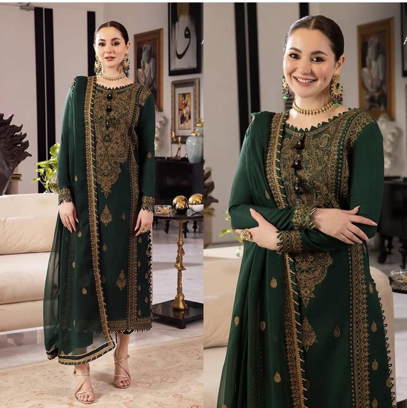 Asim Jofa Luxury Chiffon Embroidered 3 Piece Unstitched