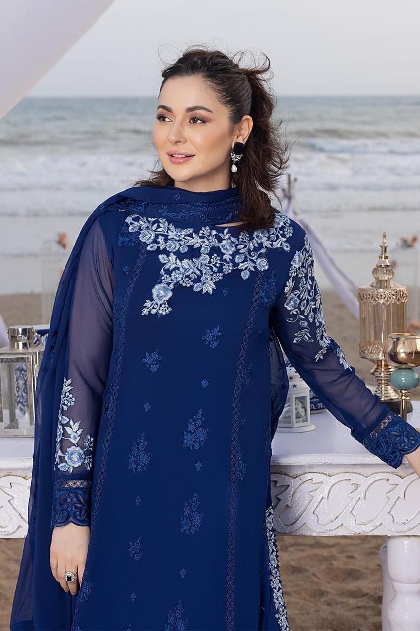 Chiffon Heavy Embroidered Unstitched 3 Piece Suit - Party Wear