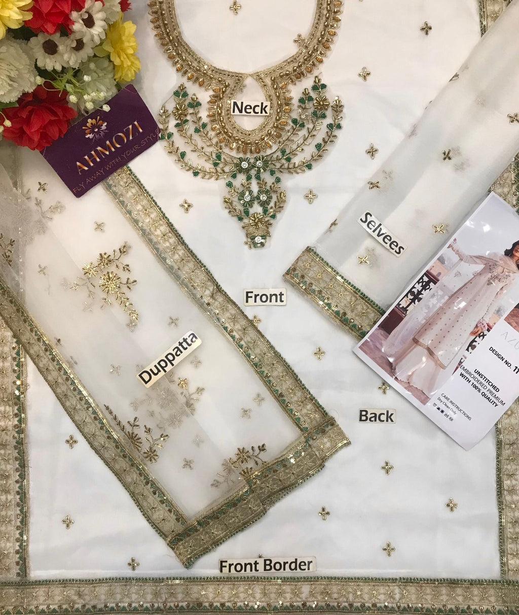 AZURE – 3PC RAWSILK, LAWN & CHIFFON WEDDING FESTIVE PRET