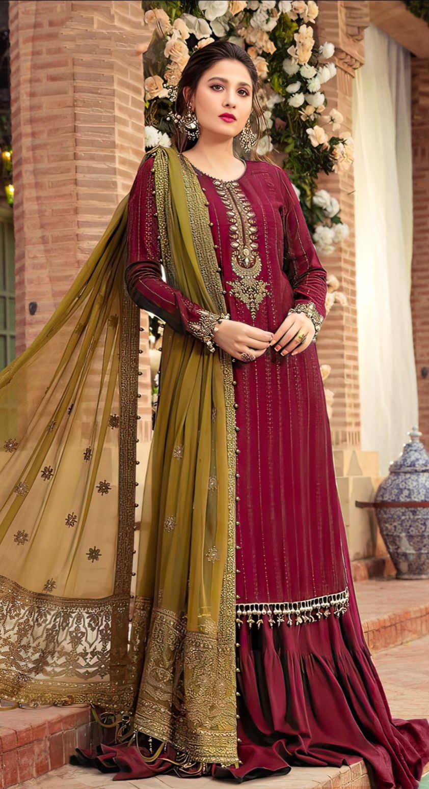 Maria B chiffon collection Maroon color SC 1229