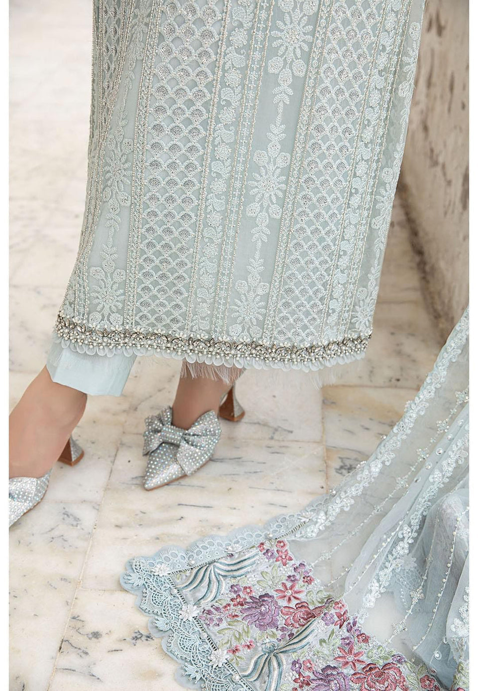 MARIA B EMBROIDERED CHIFFON PARTY WEAR| UNSTITCHED