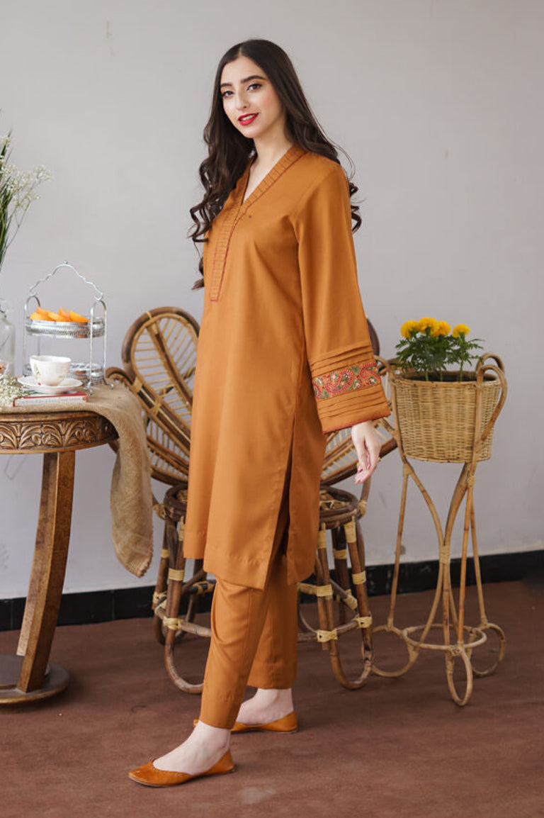 AISLING - 3PC DHANAK EMBROIDERED SHIRT WITH DHANAK EMBROIDERED DUAPATTA AND TROUSER-