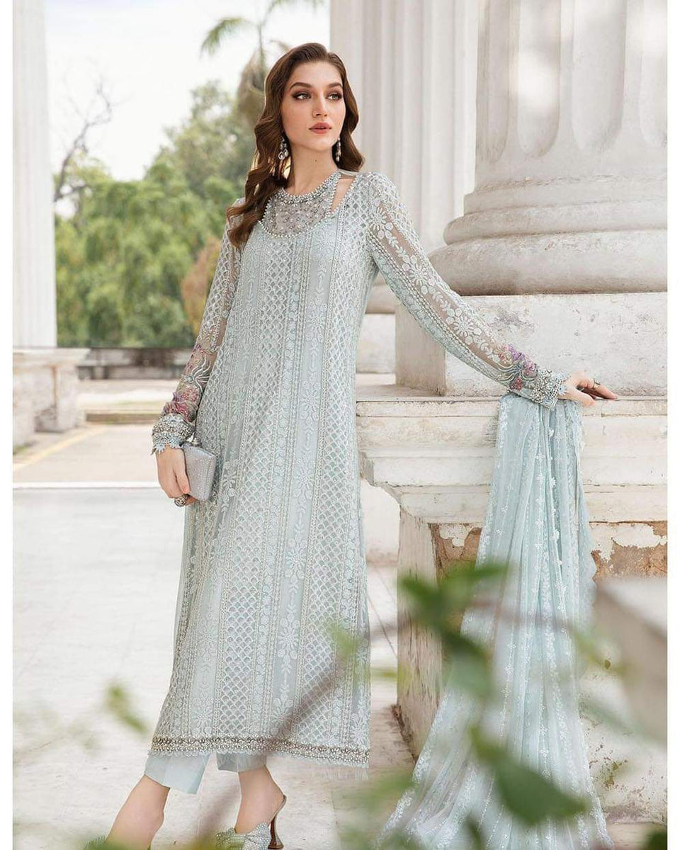MARIA B EMBROIDERED CHIFFON PARTY WEAR| UNSTITCHED