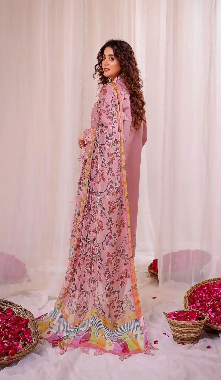 3PC Lawn Heavy Embroidered Shirt & Silk Digital Printed Dupatta.