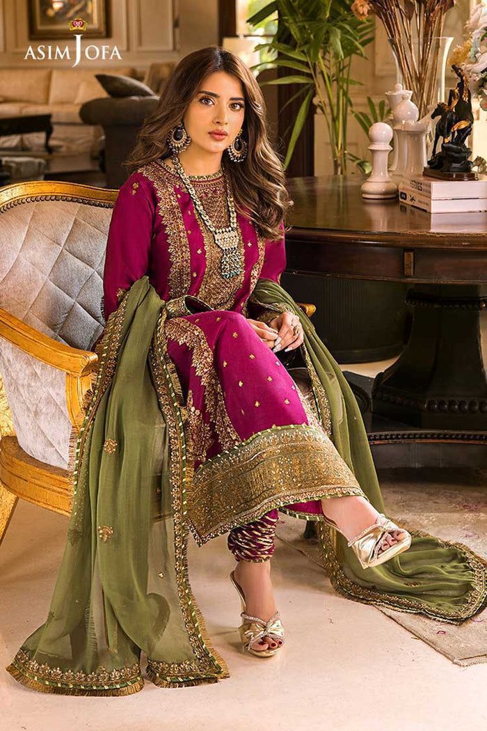 ASIM JOFA EMBROIDERED SILK 3 PCS