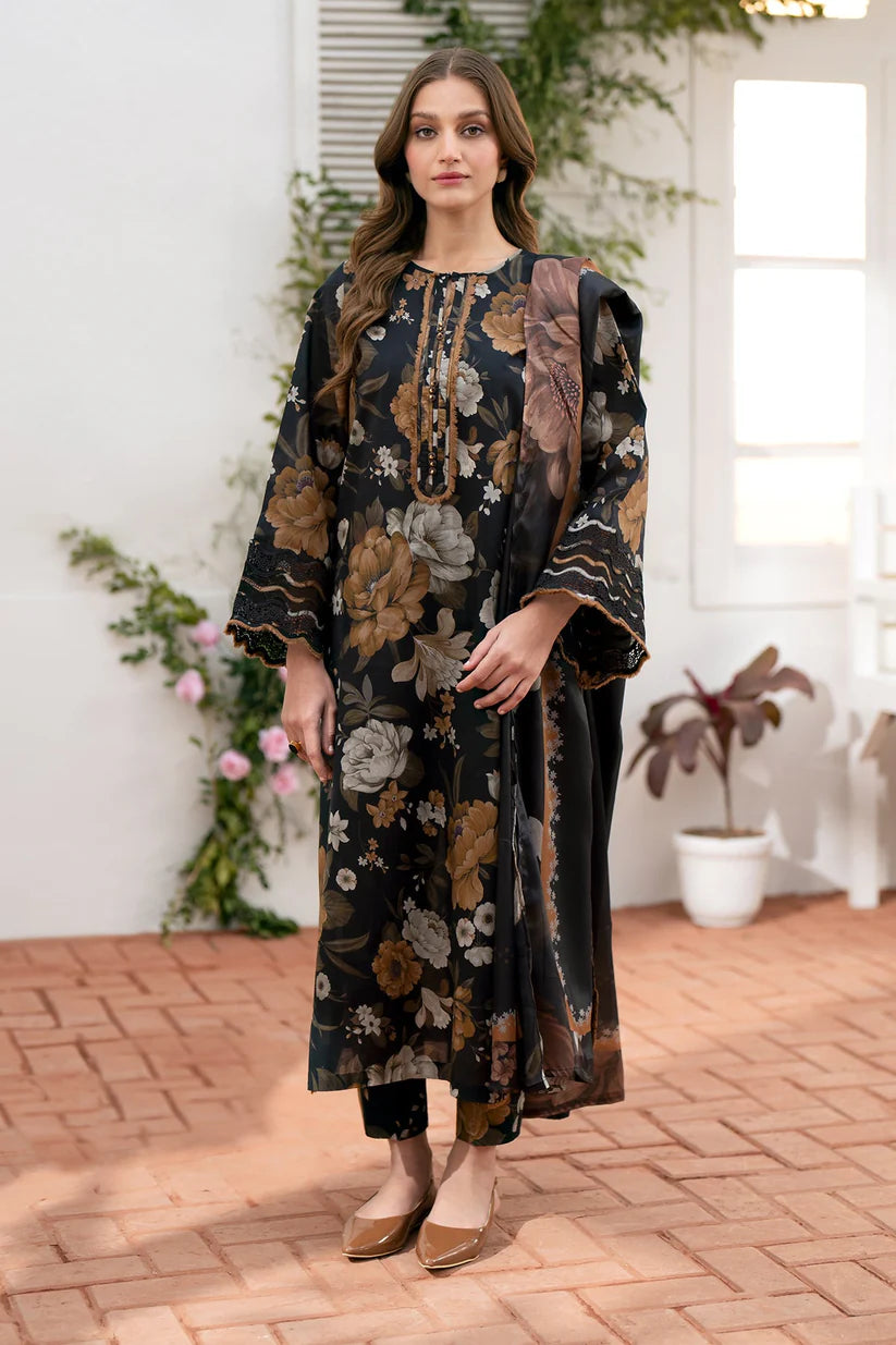 BAROQUE-3PC LAWN PRINTED SHIRT WITH CHIFFON PRINT DUPATTA AND PRINT TROUSER