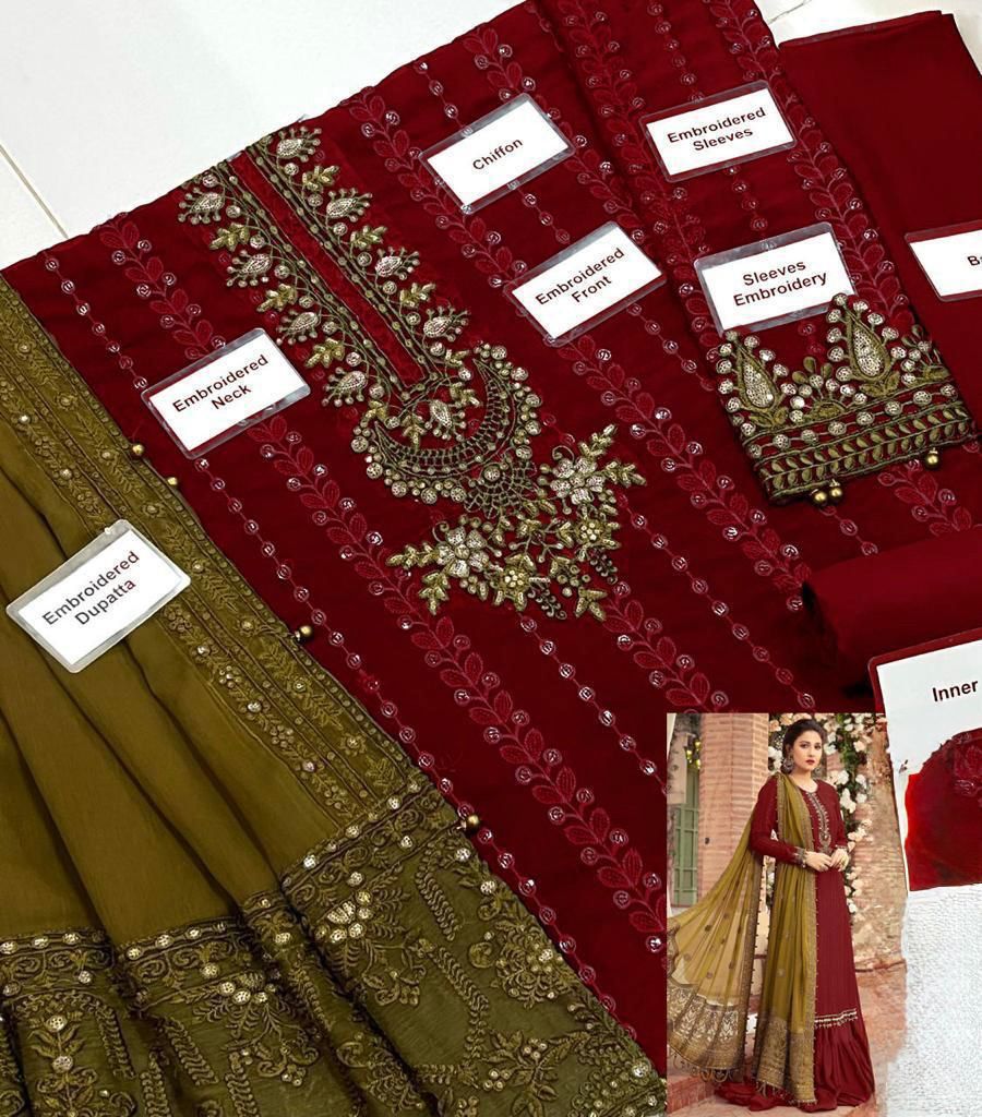 Maria B chiffon collection Maroon color SC 1229