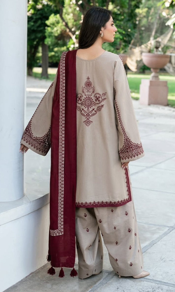 Baroque - 3PC (Unstitched) Dhanak Embroidered Suit - GKA7126