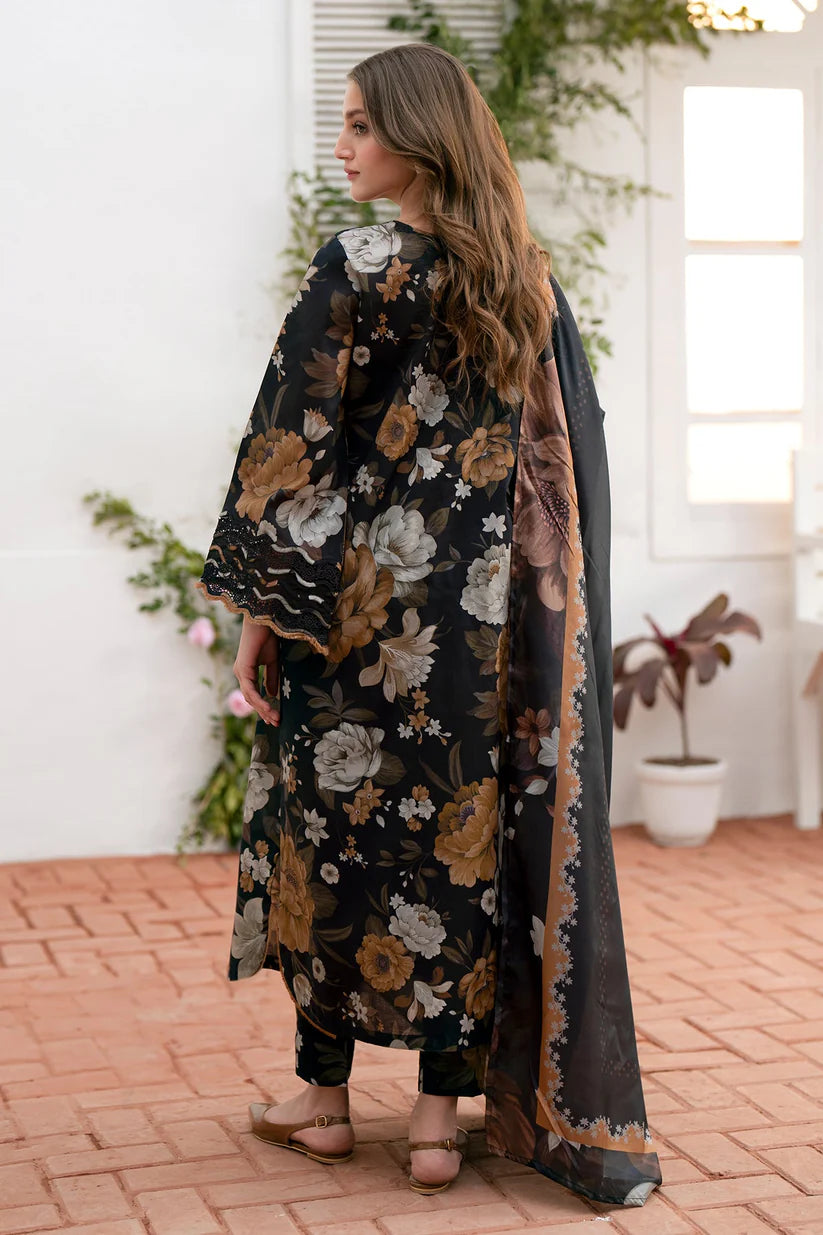 BAROQUE-3PC LAWN PRINTED SHIRT WITH CHIFFON PRINT DUPATTA AND PRINT TROUSER